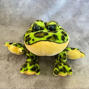 Ganz Webkinz 8” Bullfrog Green Black Plush Stuffed Animal Toy No Code